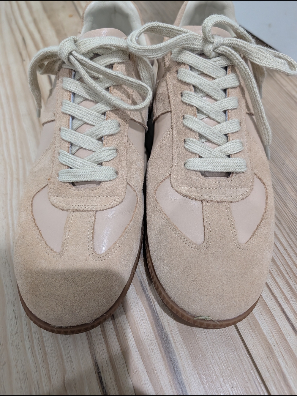 Maison Martin Margiela Replica Sneakers Men's 10.5 Beige Leather Suede Gum Sole - Picture 3 of 8